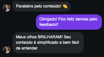 Print de depoimento real sobre o Guia de Estudo Saúde Mental